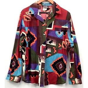 Woman’s blouse-L-Ozark MNT USA VTG Shirt Tunic aztec SWestern Cowgirl Western